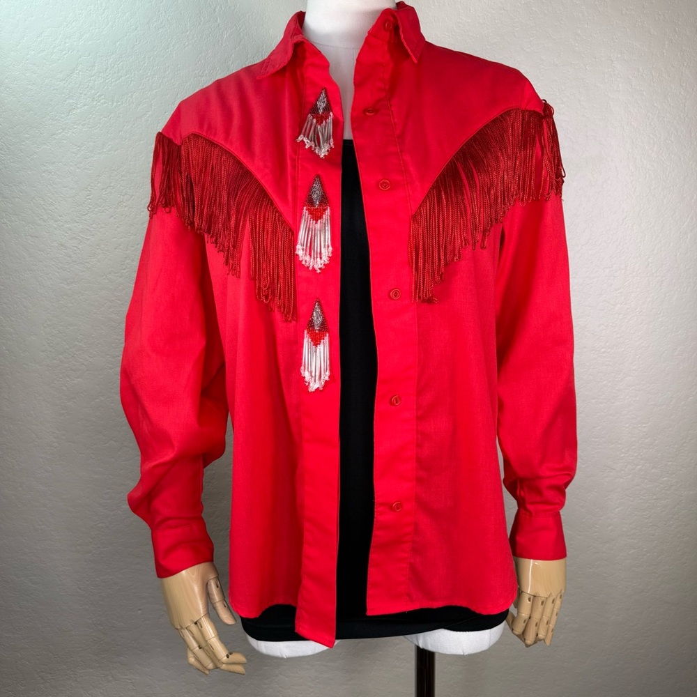 Vintage Western Collection Beaded Fringe Rodeo Cowgirl Cowboy Shirt SMALL EUC - Picture 12 of 16